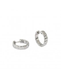 Simple Wheel Circle 925 Sterling Silver Huggie Hoop Earrings