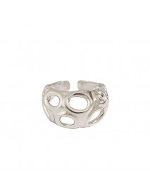 Minimalism Irregular Hollow Ghost 925 Sterling Silver Adjustable Ring