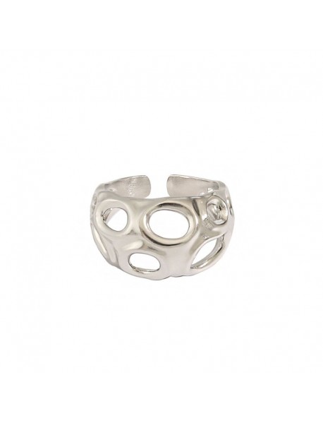 Minimalism Irregular Hollow Ghost 925 Sterling Silver Adjustable Ring
