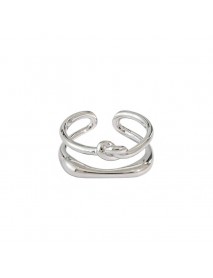 Irregular Double Layer Knot 925 Sterling Silver Adjustable Ring