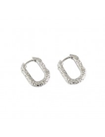 Geometry Hollow Oval 925 Sterling Silver Hoop Earrings