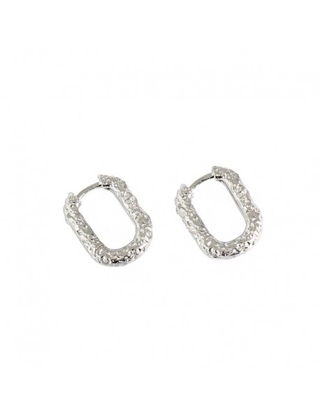 Geometry Hollow Oval 925 Sterling Silver Hoop Earrings