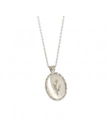 Shell Oval Tulips Flower 925 Sterling Silver Necklace