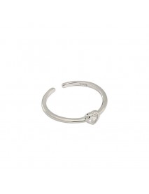 Casual CZ Heart 925 Sterling Silver Adjustable Ring