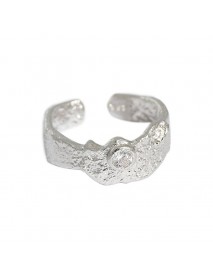 Irregular CZ 925 Sterling Silver Adjustable Ring