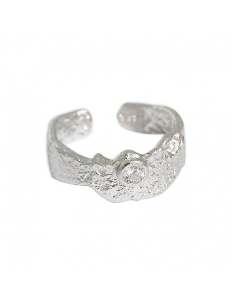 Irregular CZ 925 Sterling Silver Adjustable Ring