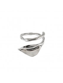 Irregular Leaf Fashion 925 Sterling Silver Adjustable Ring