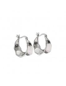 Geometry Irregular Circle 925 Sterling Silver Hoop Earrings