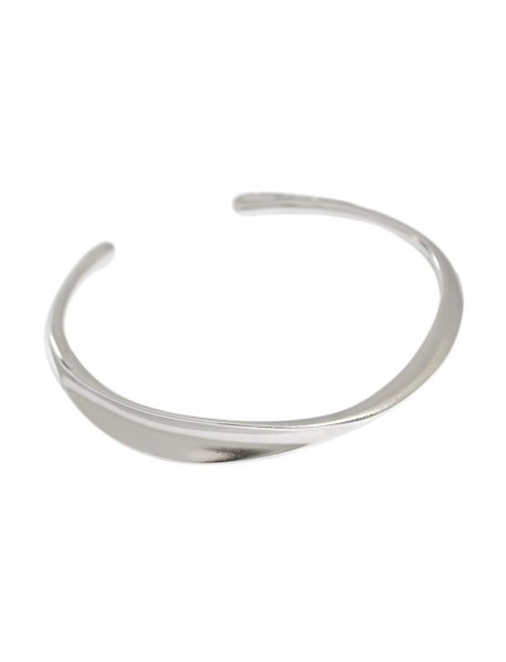 Irregular Twisted 925 Sterling Silver Open Bangle