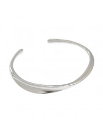 Irregular Twisted 925 Sterling Silver Open Bangle