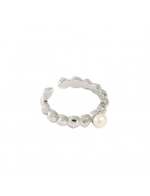 Natural Pearl Beads 925 Sterling Silver Adjustable Ring