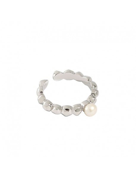 Natural Pearl Beads 925 Sterling Silver Adjustable Ring