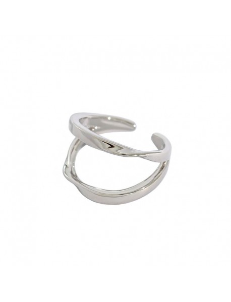 Minimalism Double Layer 925 Sterling Silver Adjustable Ring