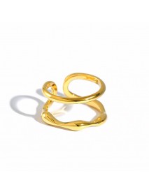 Irregular Doule Layer 925 Sterling Silver Adjustable Ring