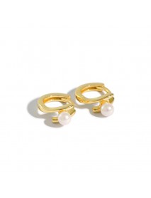 Simple Shell Pearl 925 Sterling Silver Hoop Earrings
