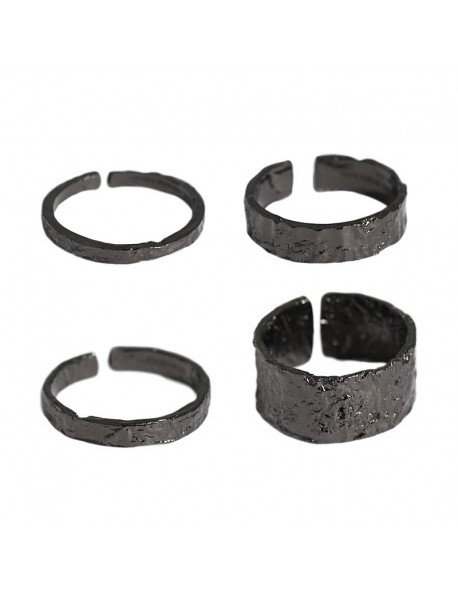 Fashion Black Gold 925 Sterling Silver Adjustable Ring
