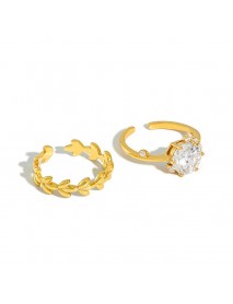 Fashion Olive Branch CZ 925 Sterling Silver Adjustable Ring
