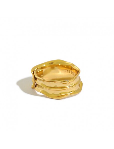 Simple Irregular Grain 925 Sterling Silver Adjustable Ring