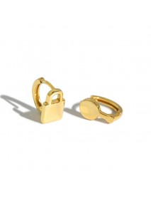Asymmetry Lock Key 925 Sterling Silver Hoop Earrings