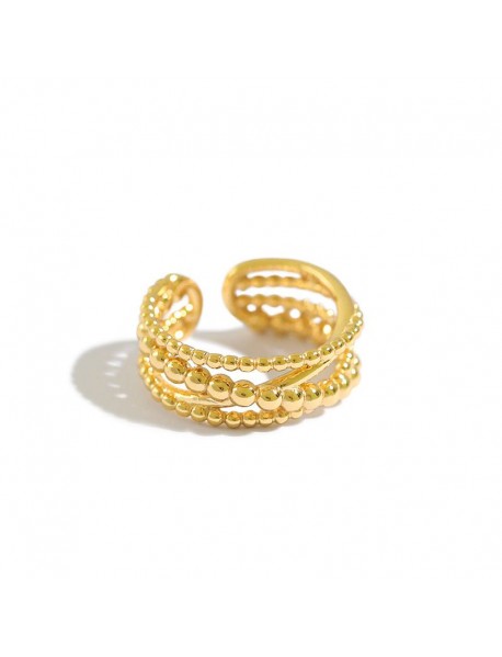 Wide Beads Cross 925 Sterling Silver Adjustable Ring