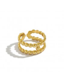 Fashion Beads Doule Layer H 925 Sterling Silver Adjustable Ring