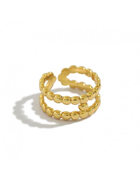 Fashion Beads Doule Layer H 925 Sterling Silver Adjustable Ring
