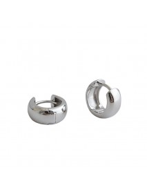 Minimalism Mini Wide Circle 925 Sterling Silver Huggie Hoop Earrings