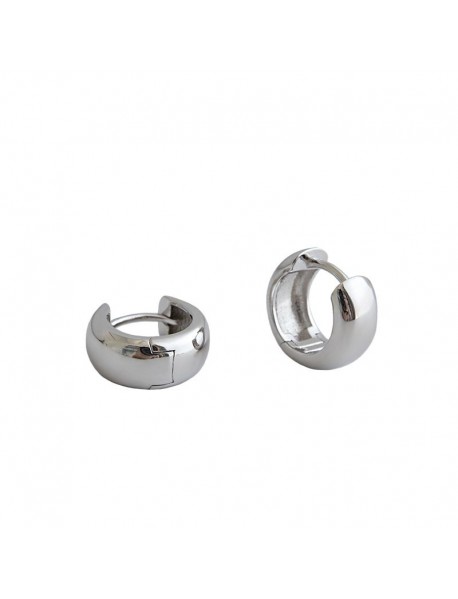 Minimalism Mini Wide Circle 925 Sterling Silver Huggie Hoop Earrings