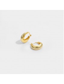 Geometry Round Circle 925 Sterling Silver Hoop Earrings