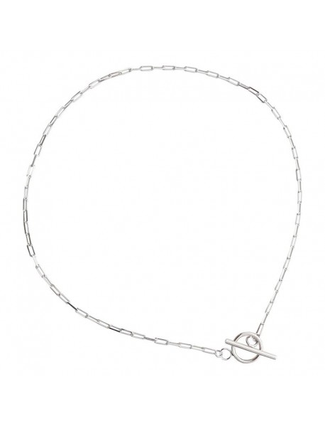 Simple TO Shape Chian 925 Sterling Silver Choker Necklace