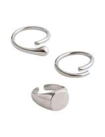 Geometry Waterdrop Round 925 Sterling Silver Adjustable Ring