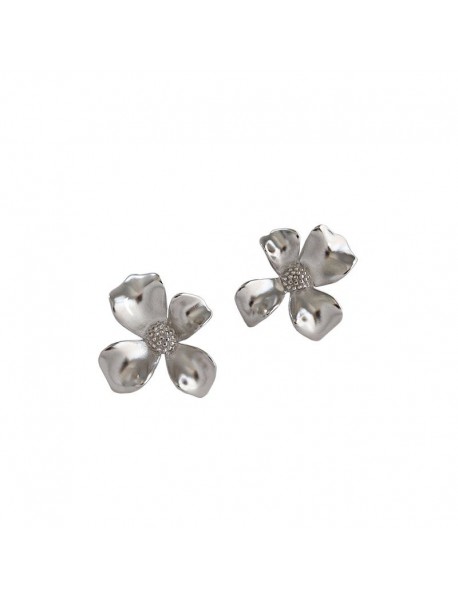 Girl Beautiful Flower 925 Sterling Silver Stud Earrings