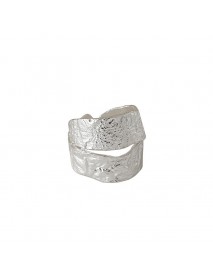 Double Layer Irregular Face 925 Sterling Silver Adjustable Ring