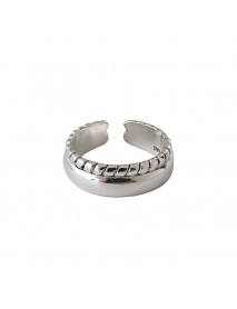 Simple Twisted 925 Sterling Silver Wide Adjustable Ring