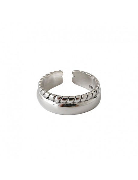 Simple Twisted 925 Sterling Silver Wide Adjustable Ring