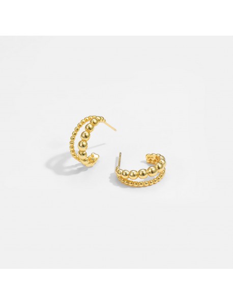 Holiday Beads Circle 925 Sterling Silver Hoop Earrings