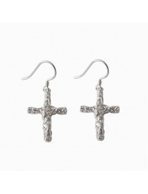 Fashion Irregular Cross 925 Sterling Silver Dangling Earrings