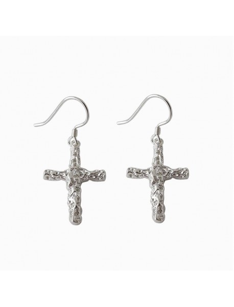 Fashion Irregular Cross 925 Sterling Silver Dangling Earrings