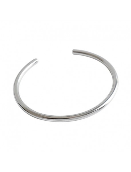 Simple Golden 925 Sterling Silver Open Bangle