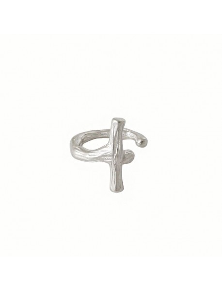 Irregular Cross 925 Sterling Silver Non-Pierced Earrings