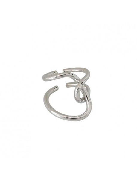 Street Irregular Line Cross 925 Sterling Silver Adjustable Ring