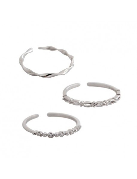 Gift CZ Simple 925 Sterling Silver Adjustable Ring