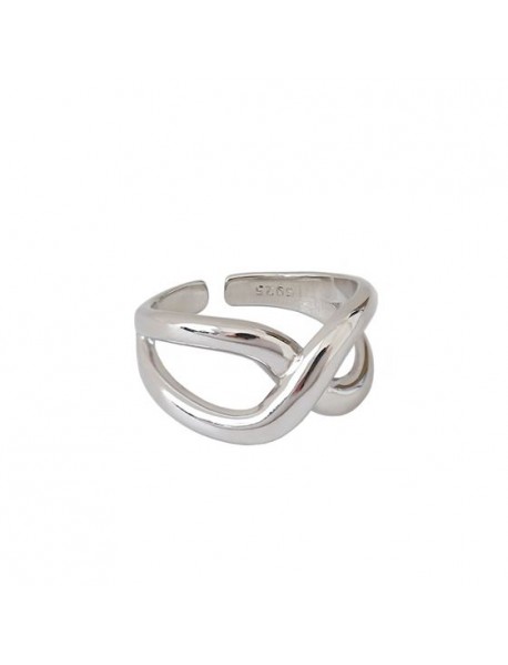 Hot Geometry Hollow Cross 925 Sterling Silver Adjustable Ring