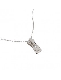 New Peace Sign Zipper Puller 925 Sterling Silver Necklace