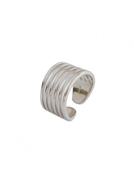 Minimalism Multilayer Lines 925 Sterling Silver Adjustable Ring