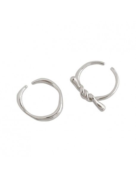 Simple Twisted Wave 925 Sterling Silver Adjustable Ring