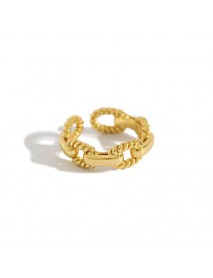 Fashion Twisted Hollow Chain 925 Sterling Silver Adjustable Ring