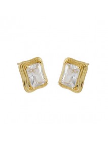 Office Geometry CZ Rectangle 925 Sterling Silver Stud Earrings