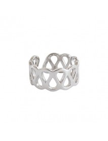 Simple Hollow Cross Wide 925 Sterling Silver Adjustable Ring
