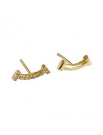 Sweet Asymmetry CZ Smile 925 Sterling Silver Stud Earrings
